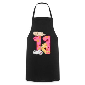 Chaton de 11e anniversaire | Chemise d’anniversaire de chat - Tablier de cuisine - noir - Devant - AI Model Male 185 dark (185cm)
