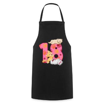 Chaton de 18e anniversaire | Chemise d’anniversaire de chat - Tablier de cuisine - noir - Devant - AI Model Male 185 dark (185cm)