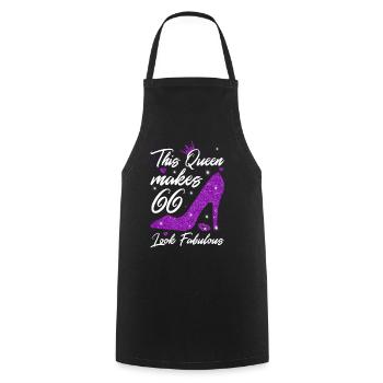 This Queen makes 66 look Fabulous 66th Birthday - Cooking Apron - black - Front - AI Model Male 185 dark (185cm)