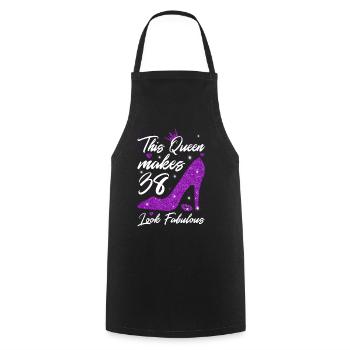 This Queen makes 38 look Fabulous 38th Birthday - Cooking Apron - black - Front - AI Model Male 185 dark (185cm)