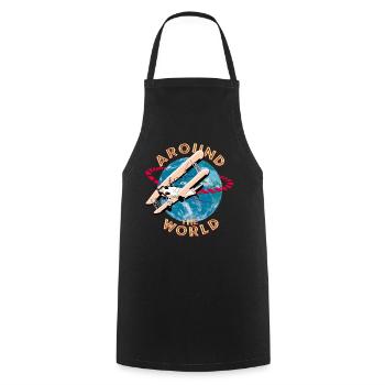 Around the world by plane - Cooking Apron - black - Front - AI Model Male 185 dark (185cm)