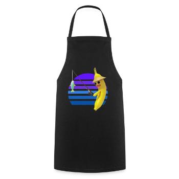 Poisson pêcheur à la banane - Tablier de cuisine - noir - Devant - AI Model Male 185 dark (185cm)