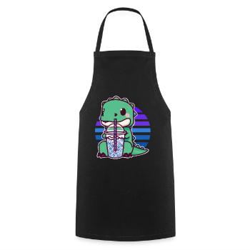Dinosaurier trinkt Bubble Tea - Kochschürze - Schwarz - Vorne - AI Model Male 185 dark (185cm)