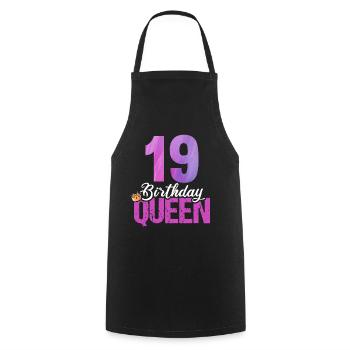 19 years old 19 birthday Birthday Queen - Cooking Apron - black - Front - AI Model Male 185 dark (185cm)
