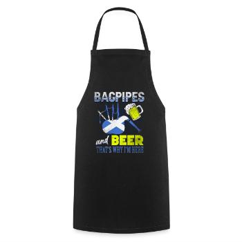 Cornemuse et bière Écosse - Tablier de cuisine - noir - Devant - AI Model Male 185 dark (185cm)