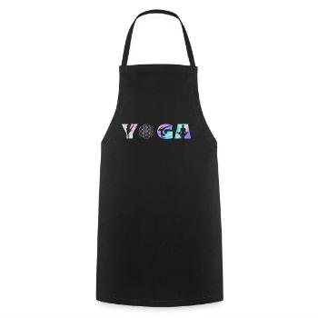 Yoga Lettering with Lotus Flower Yoga - Kochschürze - Schwarz - Vorne - AI Model Male 185 dark (185cm)