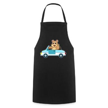 Bear Car - Cooking Apron - black - Front - AI Model Male 185 dark (185cm)