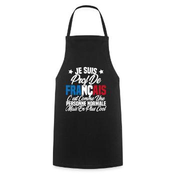 Je suis prof de français Cadeau Prof - Tablier de cuisine - noir - Devant - AI Model Male 185 dark (185cm)
