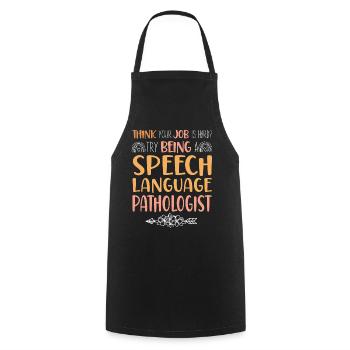Speech Therapist Therapy Assistant - Cooking Apron - black - Front - AI Model Male 185 dark (185cm)