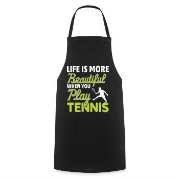 La vie est meilleure quand vous jouez au tennis - Tablier de cuisine - noir - Devant - AI Model Male 185 dark (185cm)