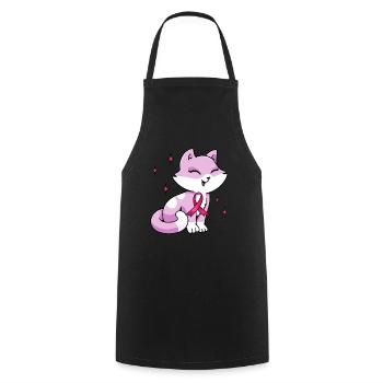 Chat nœud rose mignon octobre - Tablier de cuisine - noir - Devant - AI Model Male 185 dark (185cm)