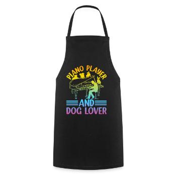 Piano Player And Dog Lover - Keyboardist Playing P - Cooking Apron - black - Front - AI Model Male 185 dark (185cm)