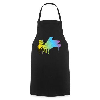 Unicorn Piano Player - Funny Piano Player Unicorn - Kochschürze - Schwarz - Vorne - AI Model Male 185 dark (185cm)