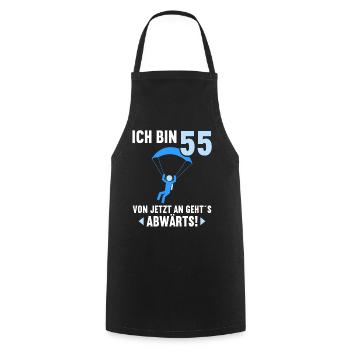 Ich bin 55 Ab jetzt gehts abwärts 55 Geburtstag - Kochschürze - Schwarz - Vorne - AI Model Male 185 dark (185cm)