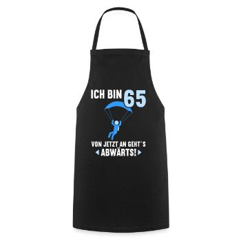 Ich bin 65 Ab jetzt gehts abwärts 65 Geburtstag - Kochschürze - Schwarz - Vorne - AI Model Male 185 dark (185cm)