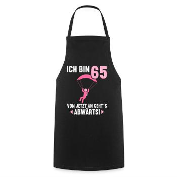 Ich bin 65 Ab jetzt gehts abwärts 65 Geburtstag - Kochschürze - Schwarz - Vorne - AI Model Male 185 dark (185cm)