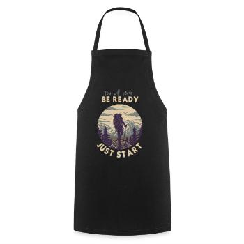 Just Start Don't Wait Motivational Adventure Art - Cooking Apron - black - Front - AI Model Male 185 dark (185cm)
