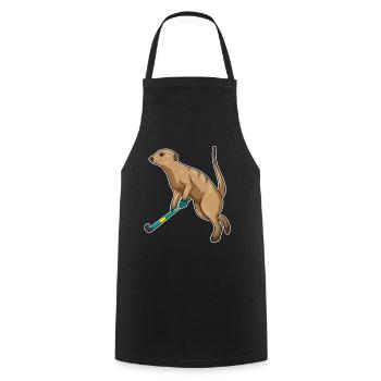 Suricate de hockey sur gazon avec un bâton de hockey sur gazon - Tablier de cuisine - noir - Devant - AI Model Male 185 dark (185cm)