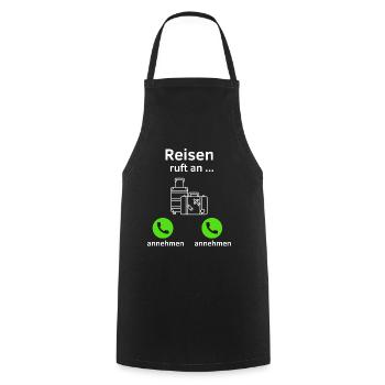 Reisen ruft an - annehmen oder annehmen? - Kochschürze - Schwarz - Vorne - AI Model Male 185 dark (185cm)