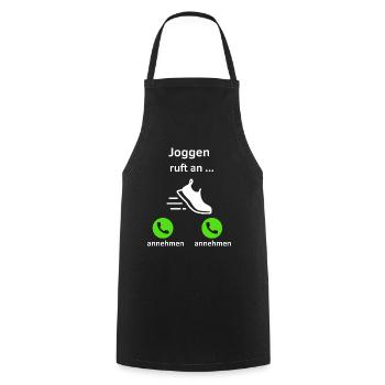 Joggen ruft an - annehmen oder annehmen? - Kochschürze - Schwarz - Vorne - AI Model Male 185 dark (185cm)