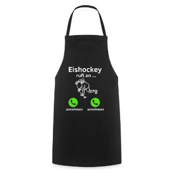 Eishockey ruft an - annehmen oder annehmen? - Kochschürze - Schwarz - Vorne - AI Model Male 185 dark (185cm)