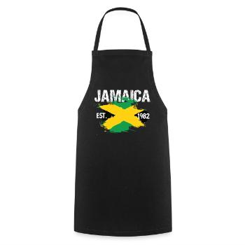 Jamaica Brush Flag Est1982 - Kochschürze - Schwarz - Vorne - AI Model Male 185 dark (185cm)
