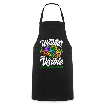 Not All Wounds Are Visible - Cooking Apron - black - Front - AI Model Male 185 dark (185cm)