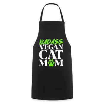 Maman chat végétalien - Tablier de cuisine - noir - Devant - AI Model Male 185 dark (185cm)