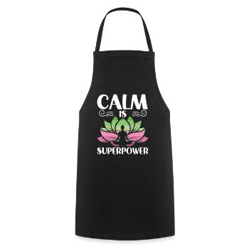 Le calme est le yoga superpuissant - Tablier de cuisine - noir - Devant - AI Model Male 185 dark (185cm)