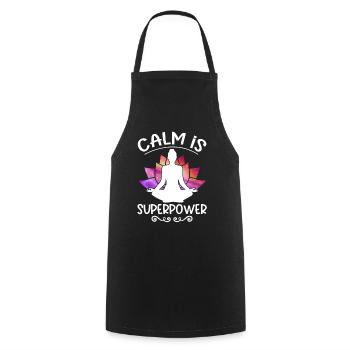 Le calme est le yoga superpuissant - Tablier de cuisine - noir - Devant - AI Model Male 185 dark (185cm)