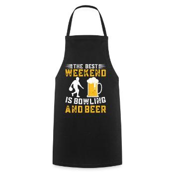 Le meilleur week-end est le bowling et la bière - Tablier de cuisine - noir - Devant - AI Model Male 185 dark (185cm)