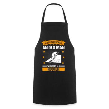 Dachdecker Alter Mann Spruch Herren Geschenk - Kochschürze - Schwarz - Vorne - AI Model Male 185 dark (185cm)