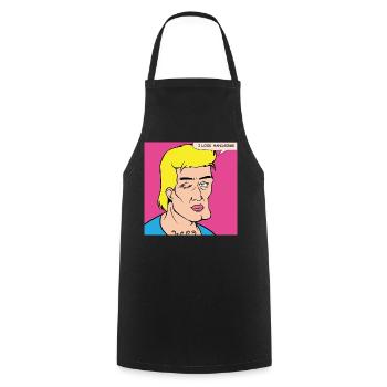 Pop-Art Selbstlob im Comicstil - Kochschürze - Schwarz - Vorne - AI Model Male 185 dark (185cm)