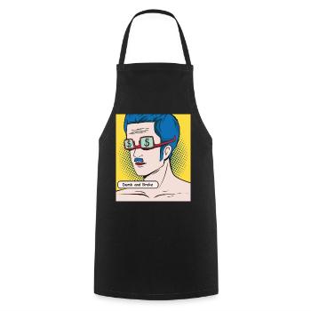 Dumb and Broke Popart Portrait - Cooking Apron - black - Front - AI Model Male 185 dark (185cm)