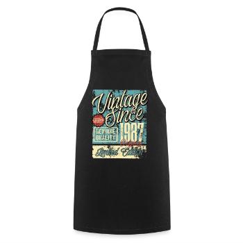 1987 Birthday vintage Retro Legend - Cooking Apron - black - Front - AI Model Male 185 dark (185cm)