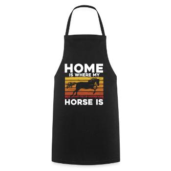 La maison est l’endroit où se trouve mon cheval - Tablier de cuisine - noir - Devant - AI Model Male 185 dark (185cm)