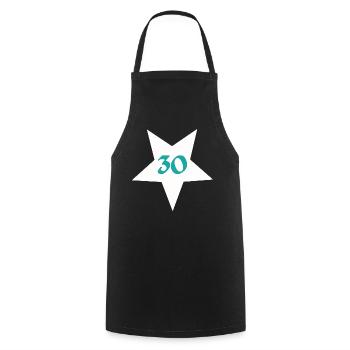 was zum schenken, 30 sternmotiv - Kochschürze - Schwarz - Vorne - AI Model Male 185 dark (185cm)