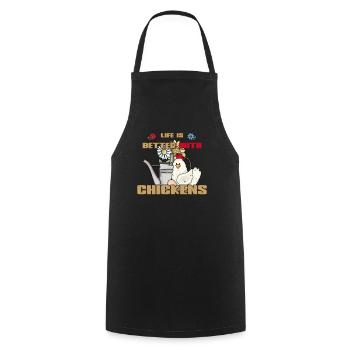 Vintage Chicken Watering Can Life better with chickens - Cooking Apron - black - Front - AI Model Male 185 dark (185cm)