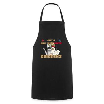 Vintage Chicken Watering Can Girl Who Loves Chickens - Cooking Apron - black - Front - AI Model Male 185 dark (185cm)