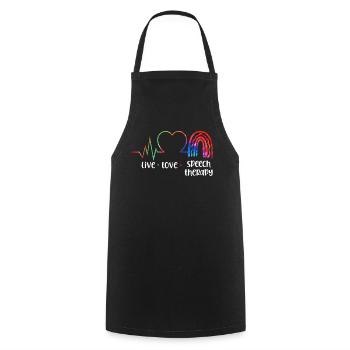 Speech Therapist Therapy Assistant - Cooking Apron - black - Front - AI Model Male 185 dark (185cm)