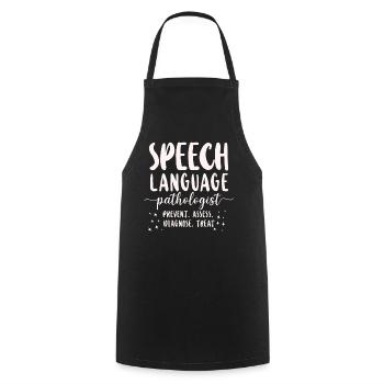 Speech Therapist Therapy Assistant - Cooking Apron - black - Front - AI Model Male 185 dark (185cm)