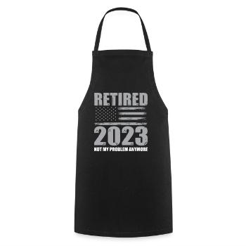 USA Retirement Shirt - Cooking Apron - black - Front - AI Model Male 185 dark (185cm)