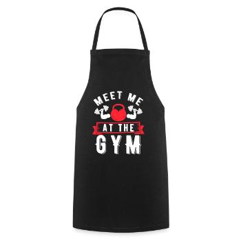 Rencontrez-moi au gymnase - Citation fitness - Tablier de cuisine - noir - Devant - AI Model Male 185 dark (185cm)