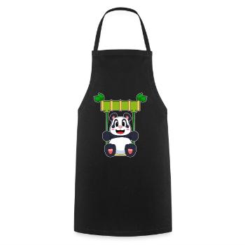 Panda Schaukel - Kochschürze - Schwarz - Vorne - AI Model Male 185 dark (185cm)