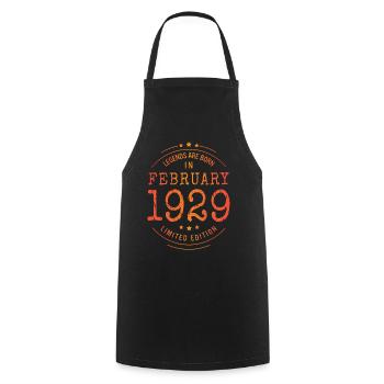 Geburtstag Februar 1929 Limited Edition Vintage - Kochschürze - Schwarz - Vorne - AI Model Male 185 dark (185cm)