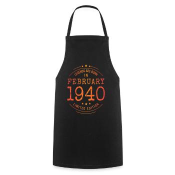 Geburtstag Februar 1940 Limited Edition Vintage - Kochschürze - Schwarz - Vorne - AI Model Male 185 dark (185cm)