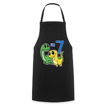 7ème anniversaire garçon Dino Motif - Tablier de cuisine - noir - Devant - AI Model Male 185 dark (185cm)
