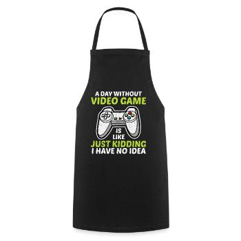 Une journée sans jeux vidéo Drôles de cadeaux de joueur Enfants - Tablier de cuisine - noir - Devant - AI Model Male 185 dark (185cm)