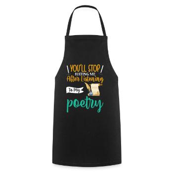 Tu arrêteras de me haïr - Poet Poetry - Tablier de cuisine - noir - Devant - AI Model Male 185 dark (185cm)