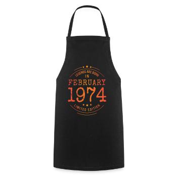 Birthday February 1974 Limited Edition Vintage - Cooking Apron - black - Front - AI Model Male 185 dark (185cm)